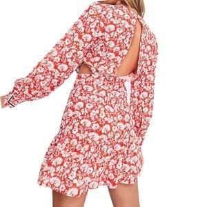 Top Shop Side Cut Out Long Sleeve Tea Dress Size 8